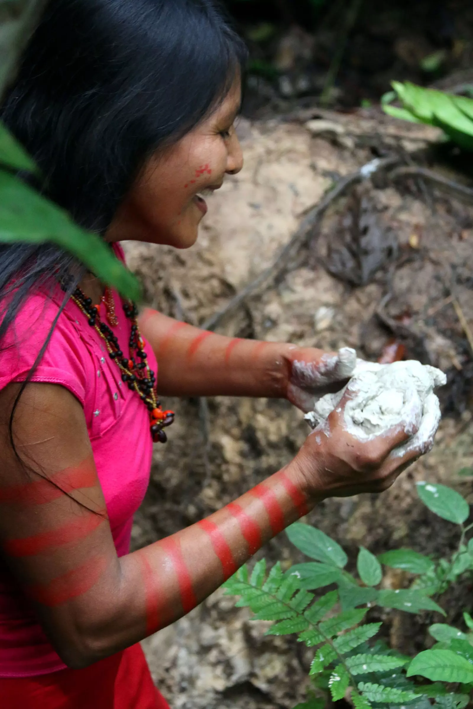 Clay sammelen am Amazonas Reebësch