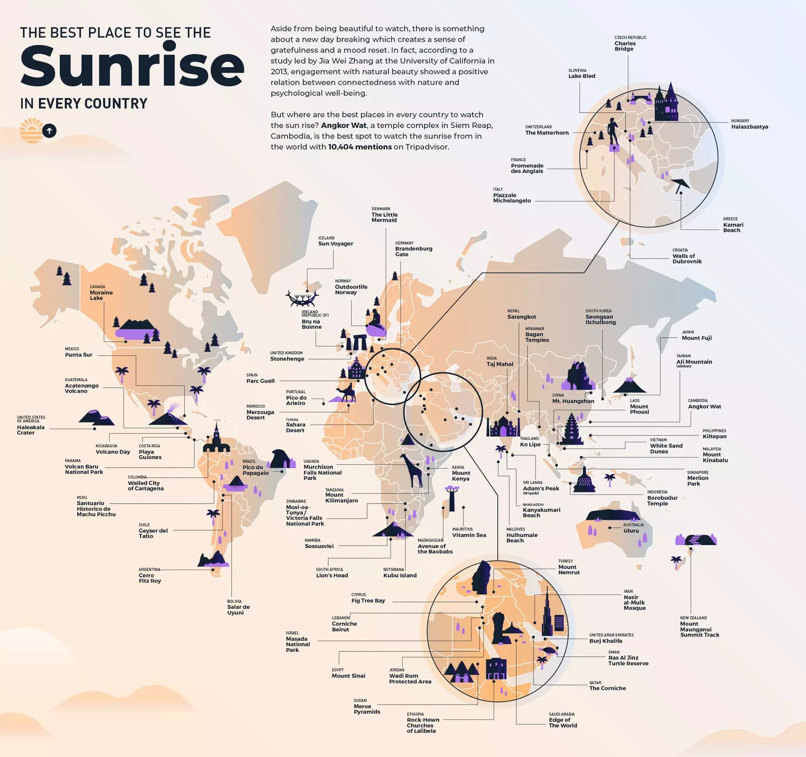 世界で最高の日の出の地図