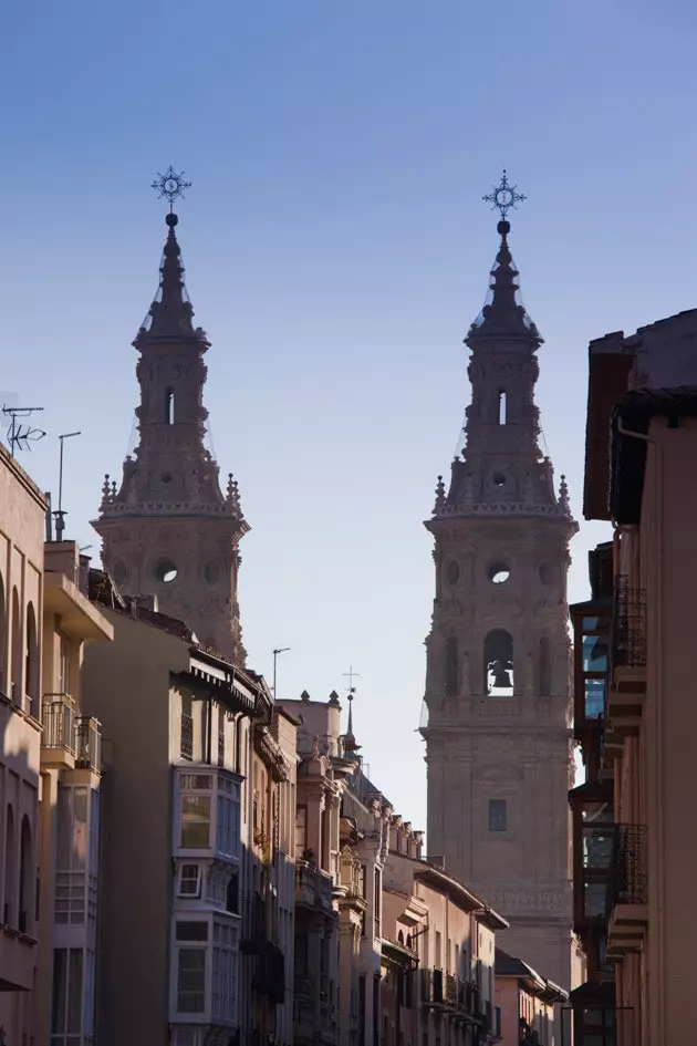 Arka planda Katedral ile Logroño'nun görüntüsü