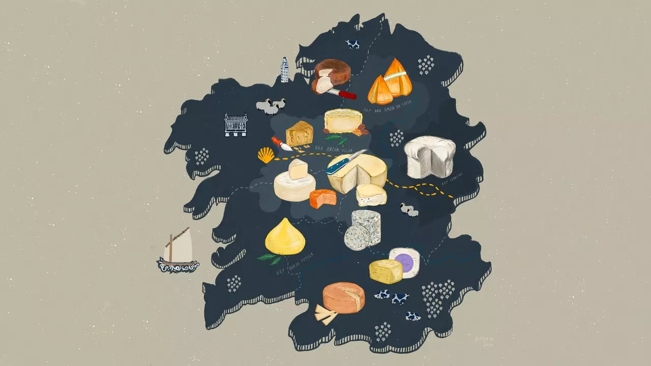 The illustrated map of Galician cheeses