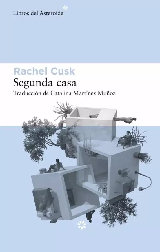 Capa de Second House de Rachel Cusk, uma montagem em preto e branco que combina plantas e elementos decorativos em um...