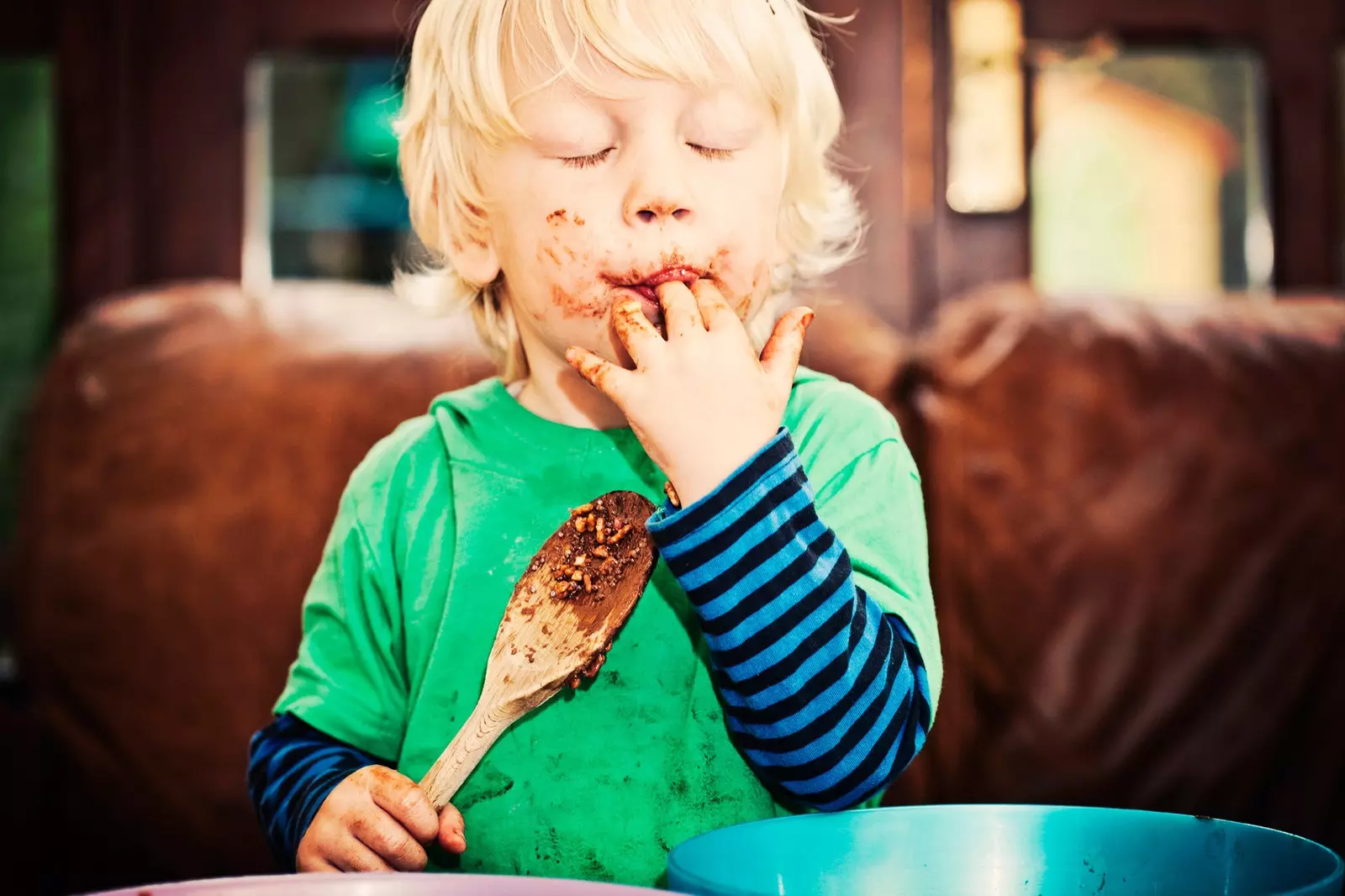 boy eating chocolate