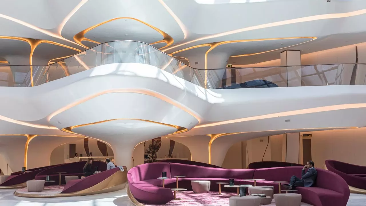 This is the interior of Opus, Zaha Hadid's impressive hotel in Dubai