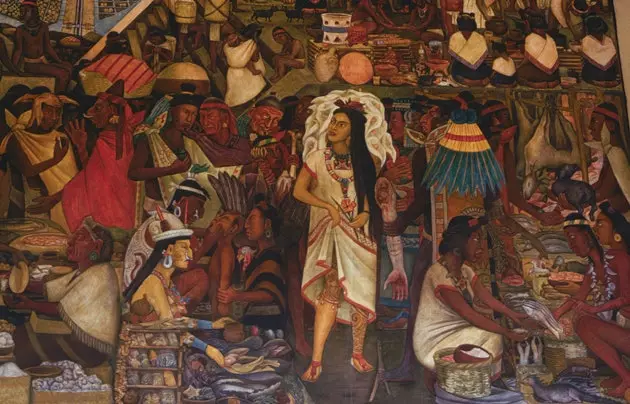 Den Diego de Rivera huet domat de majestéitesche Tenochtitlan ageholl