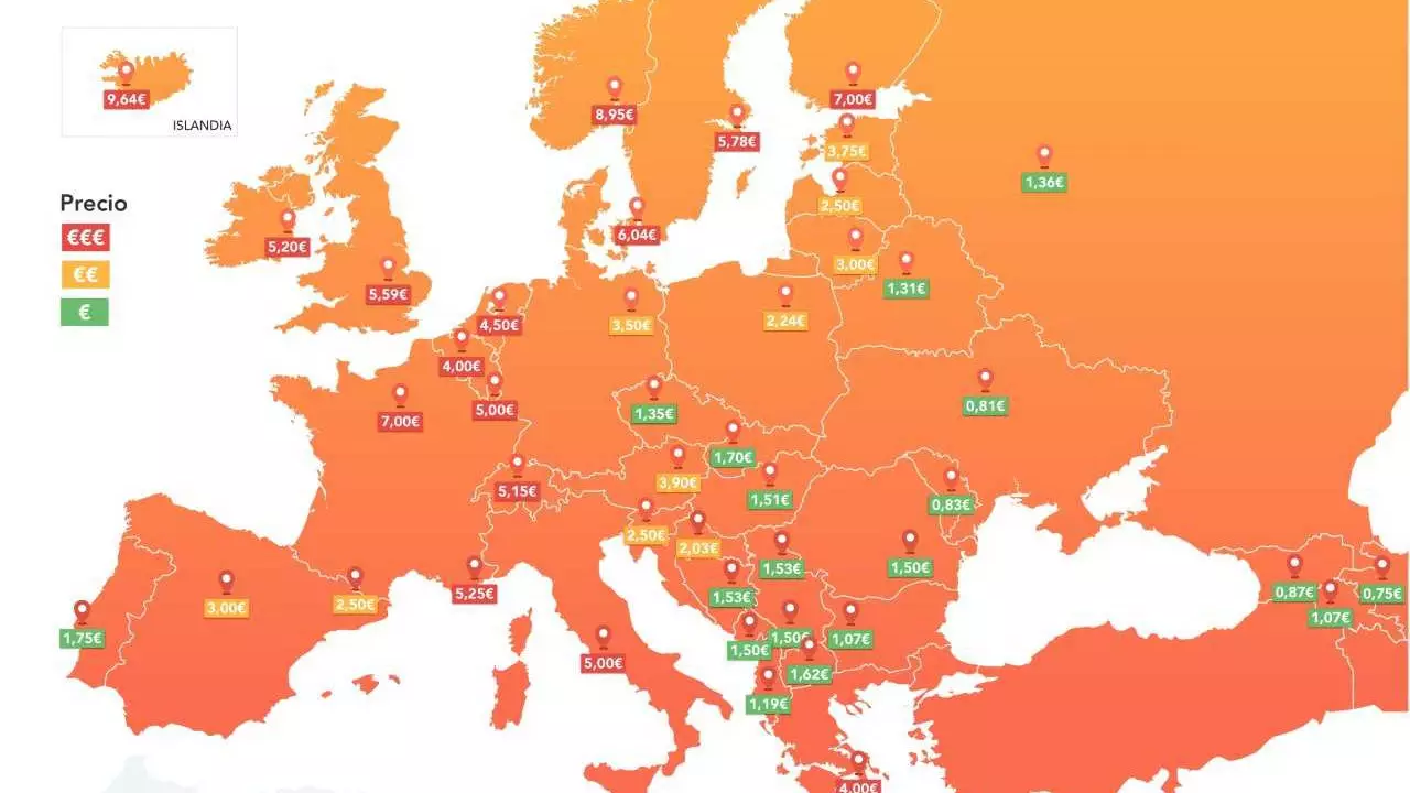 Mapa cen piwa w Europie