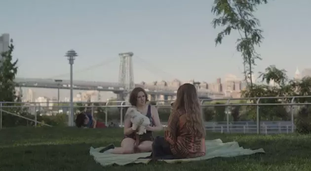 Two girls with the Williamsburg Bridge behind