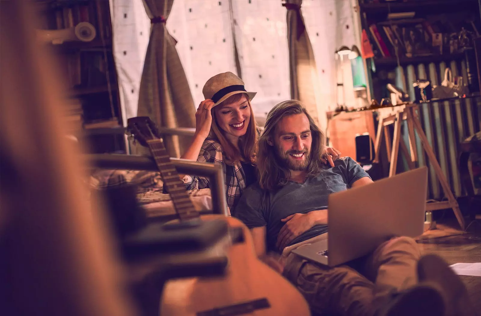 couple looking at laptop