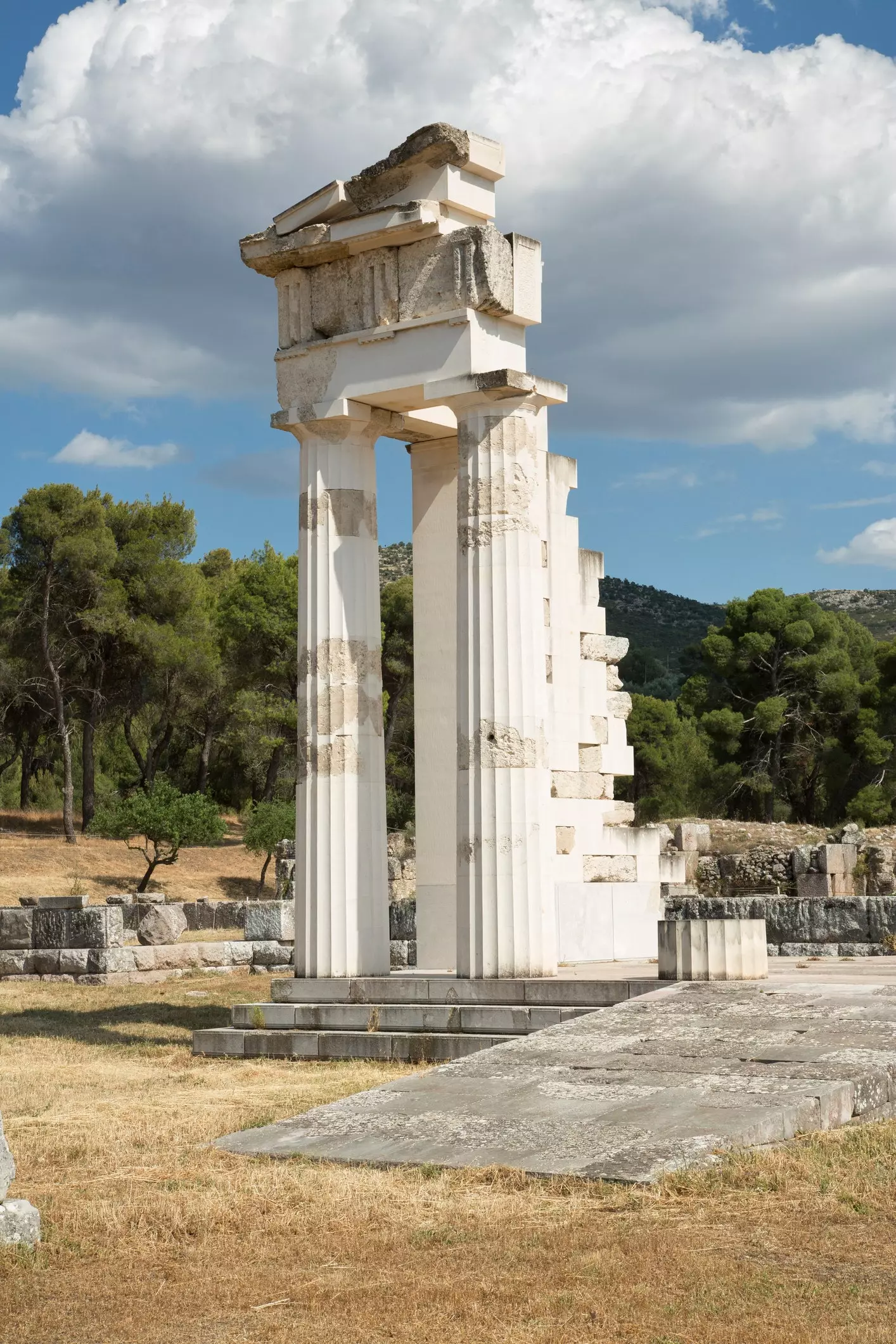 Overblijfselen van de tempel van Asklepios in Epidaurus.