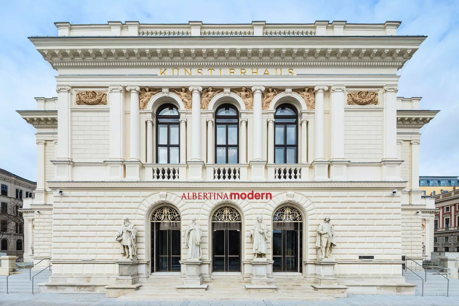 Entrance facade of the Albertina Modern museum.