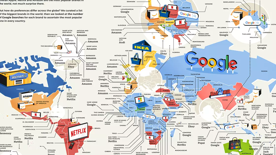 Queste mappe raccolgono i marchi più ricercati al mondo