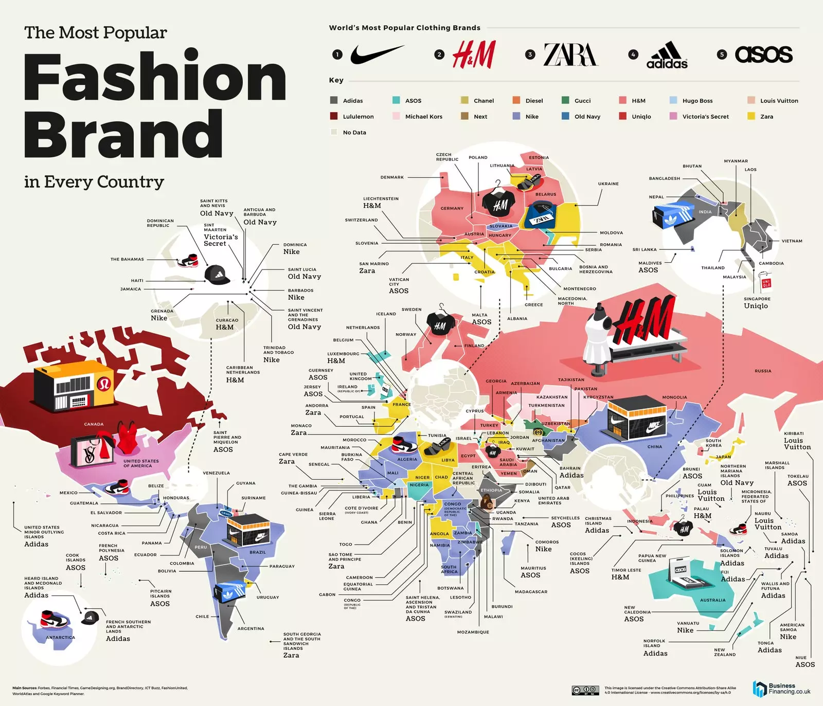 La mappa dei marchi di moda più venduti al mondo