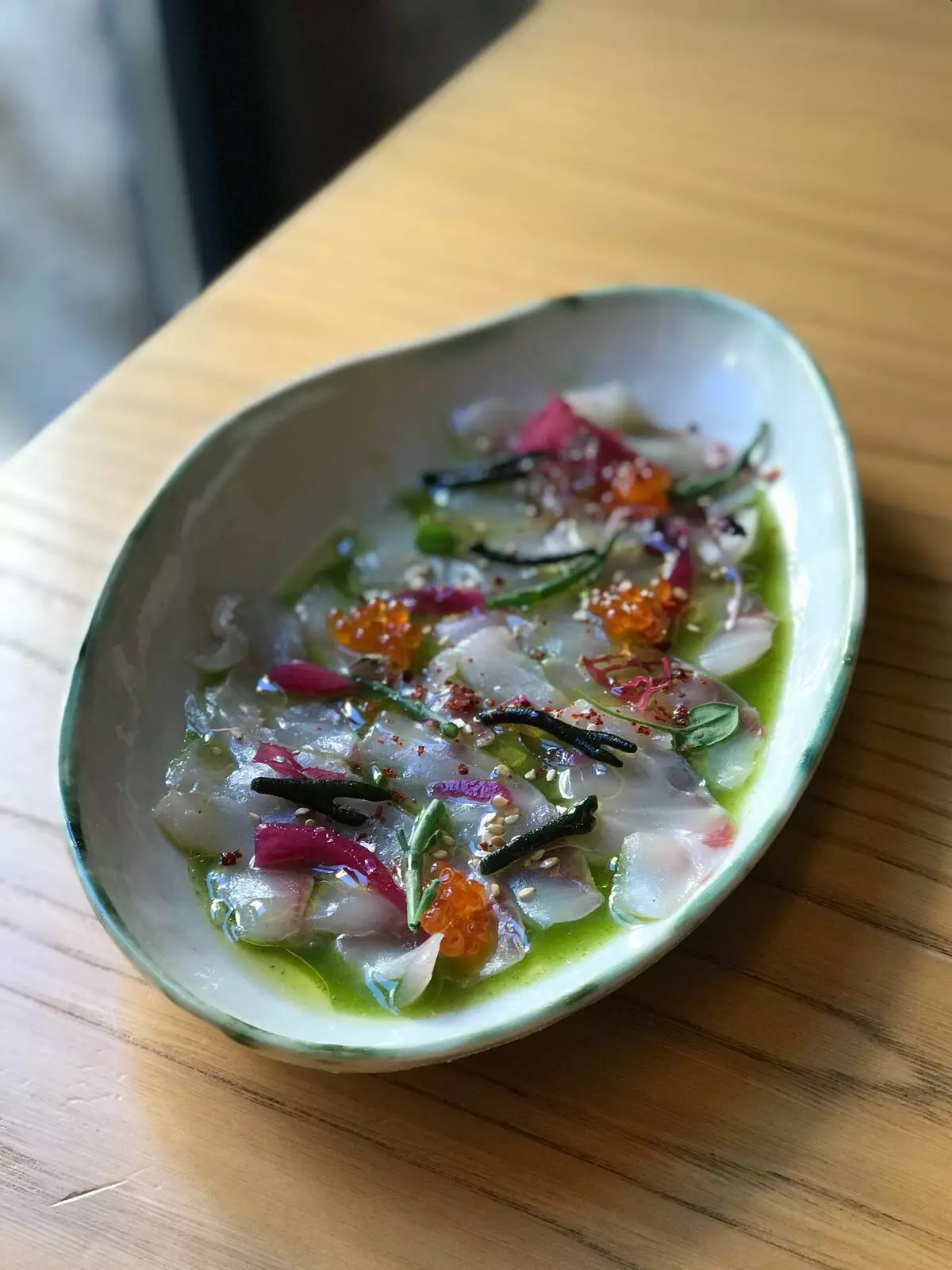 Sea bass with aguachile from A Maceta in Compostela