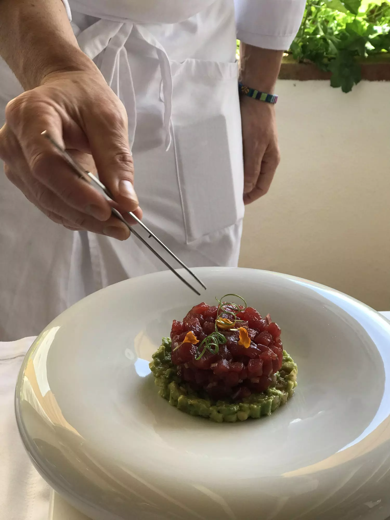 Tartare tuna merah di restoran El Buche di hotel Fuerte Conil.