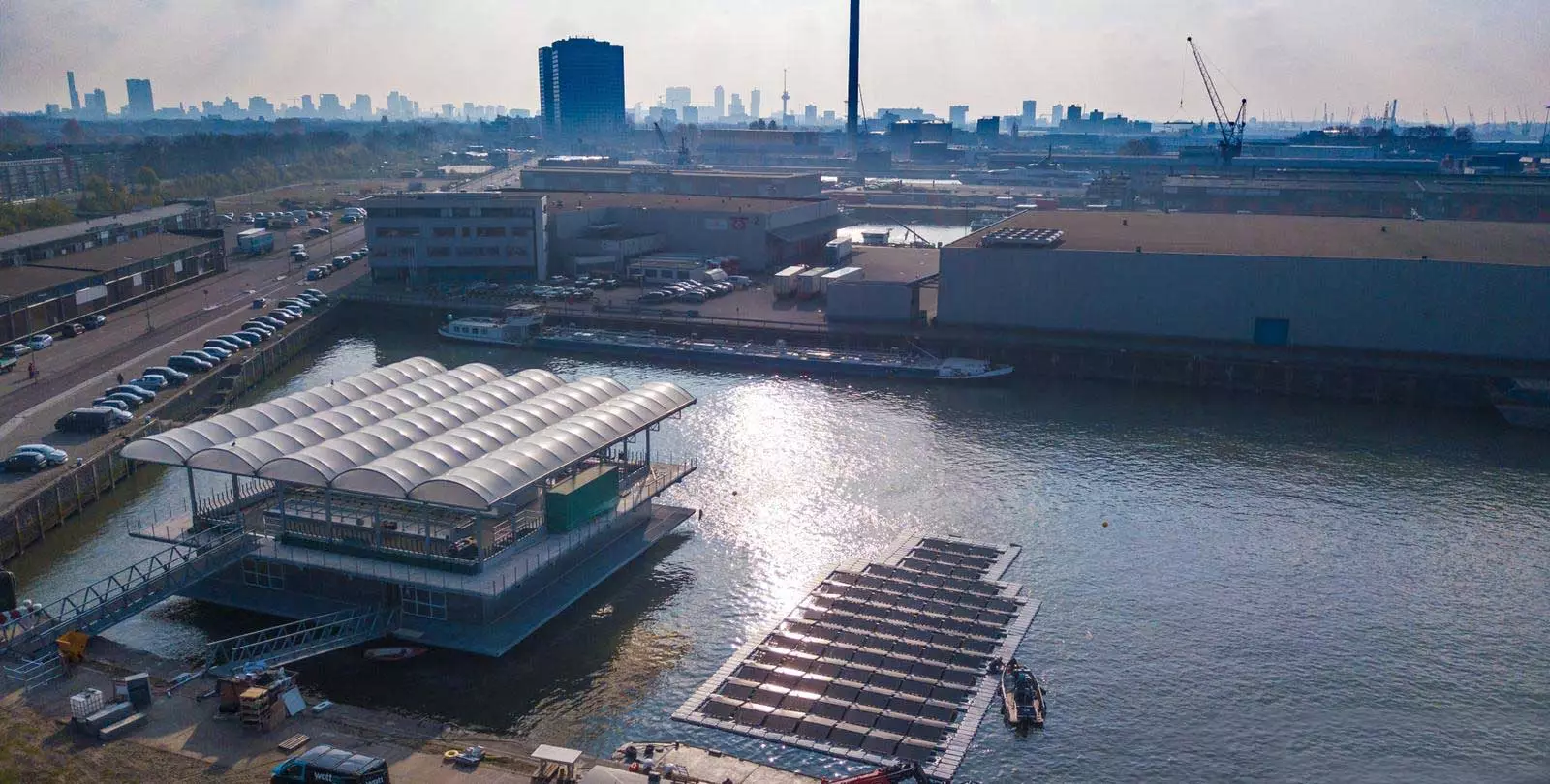 Luftfoto af Rotterdam Floating Farm