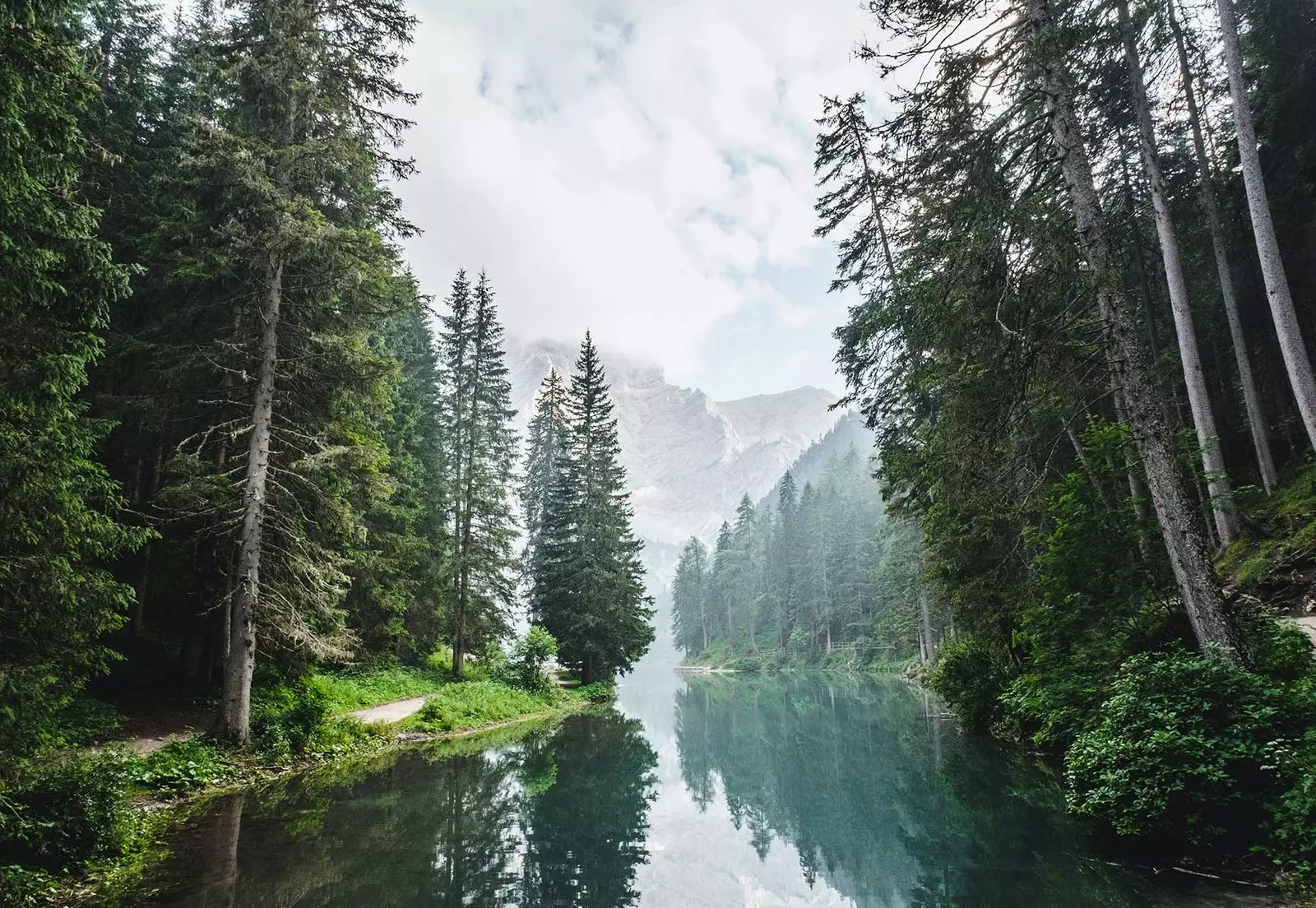 Lago di Braies Dolomites Italy.