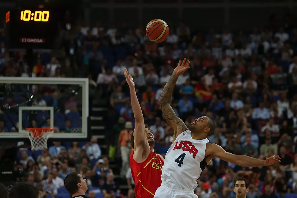 Men's basketball final between the United States and Spain during the 2012 London Olympics.