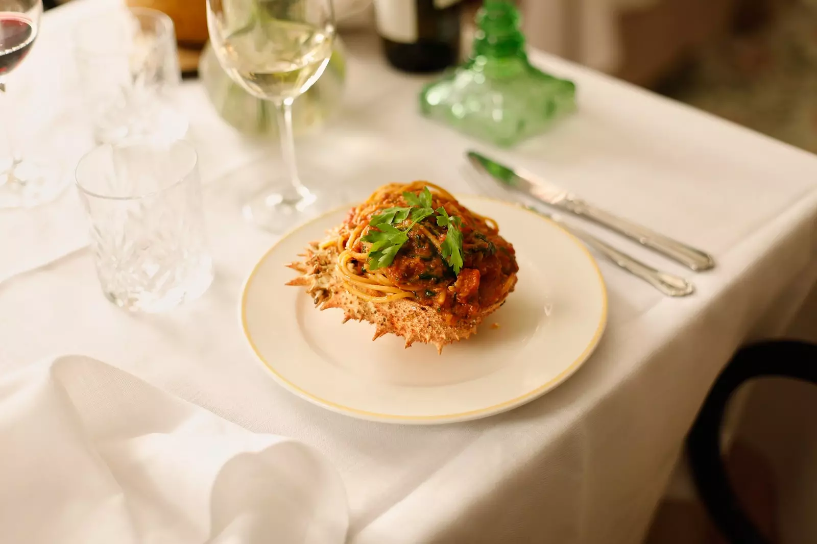 Spaghetti alla granceola a Casa Isabella