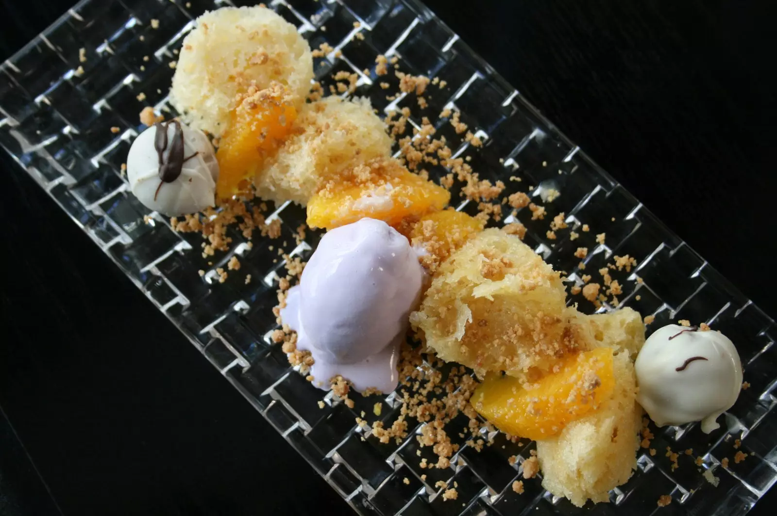 Orange Breton Sabl Pistache Schwammkuch a Mascarpone Glace