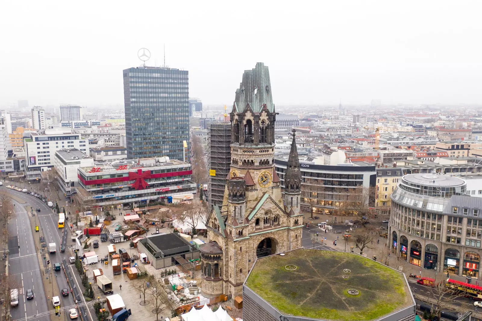 The collapsed Kaiser Wilhelm Memorial Church.