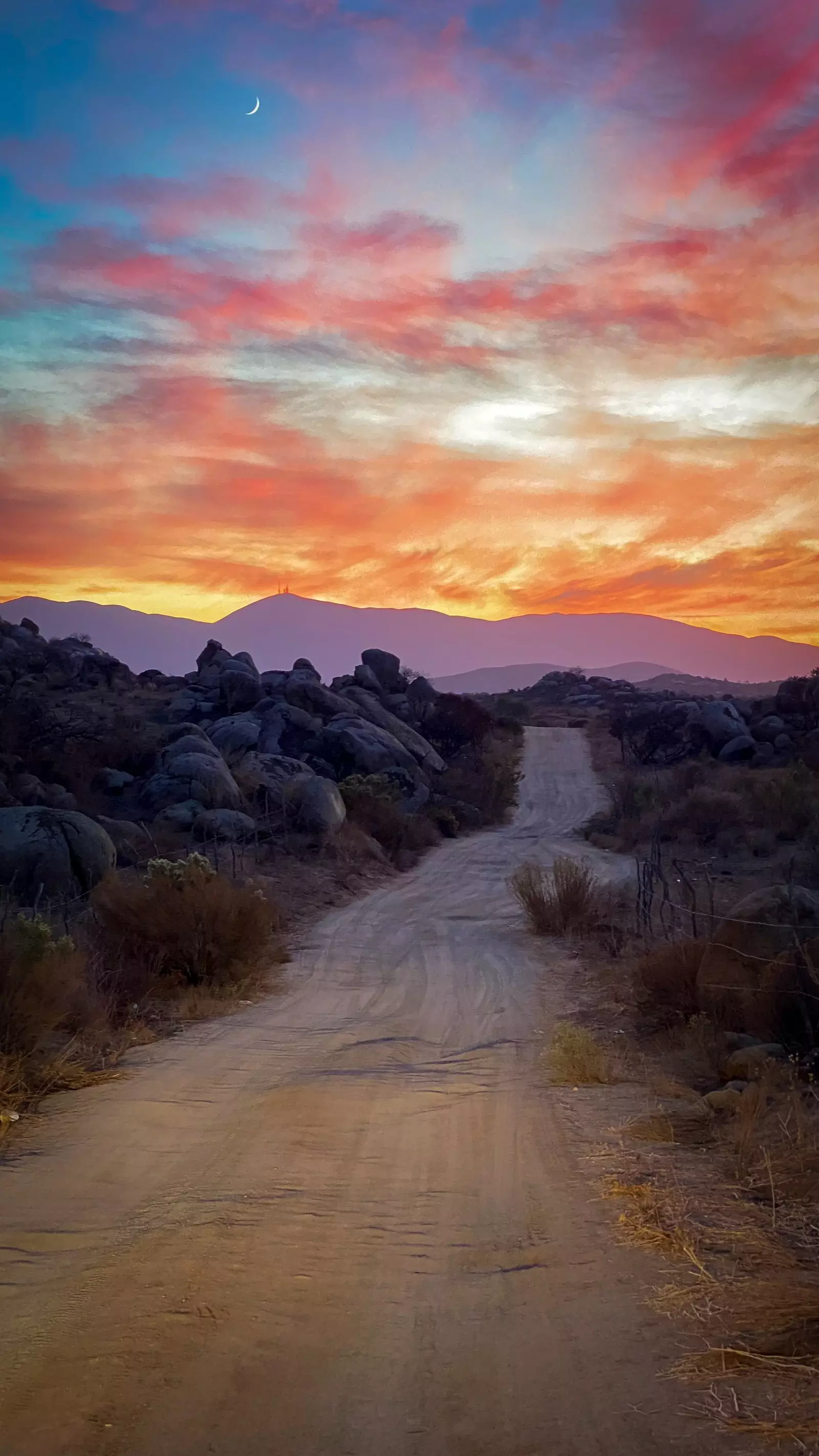 Coucher du soleil à Tecate au Mexique.