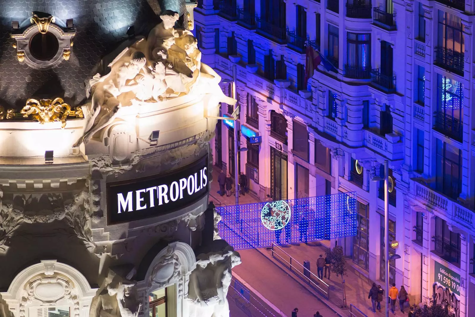 Kerstverlichting op de Gran Via