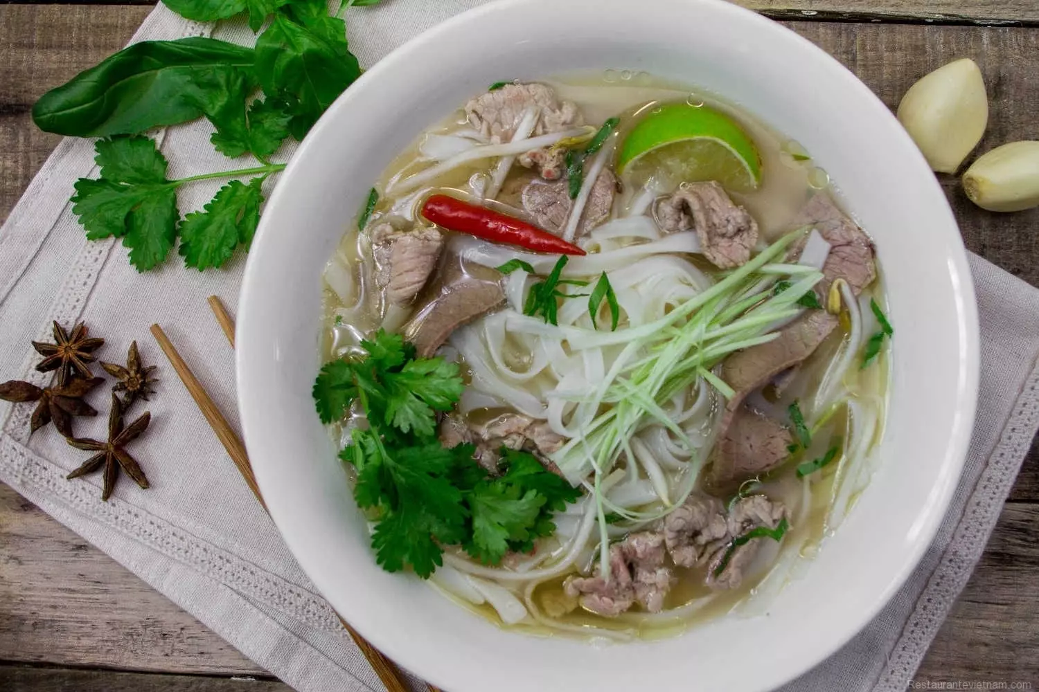 Pho Bo no Vjetnamas restorāna