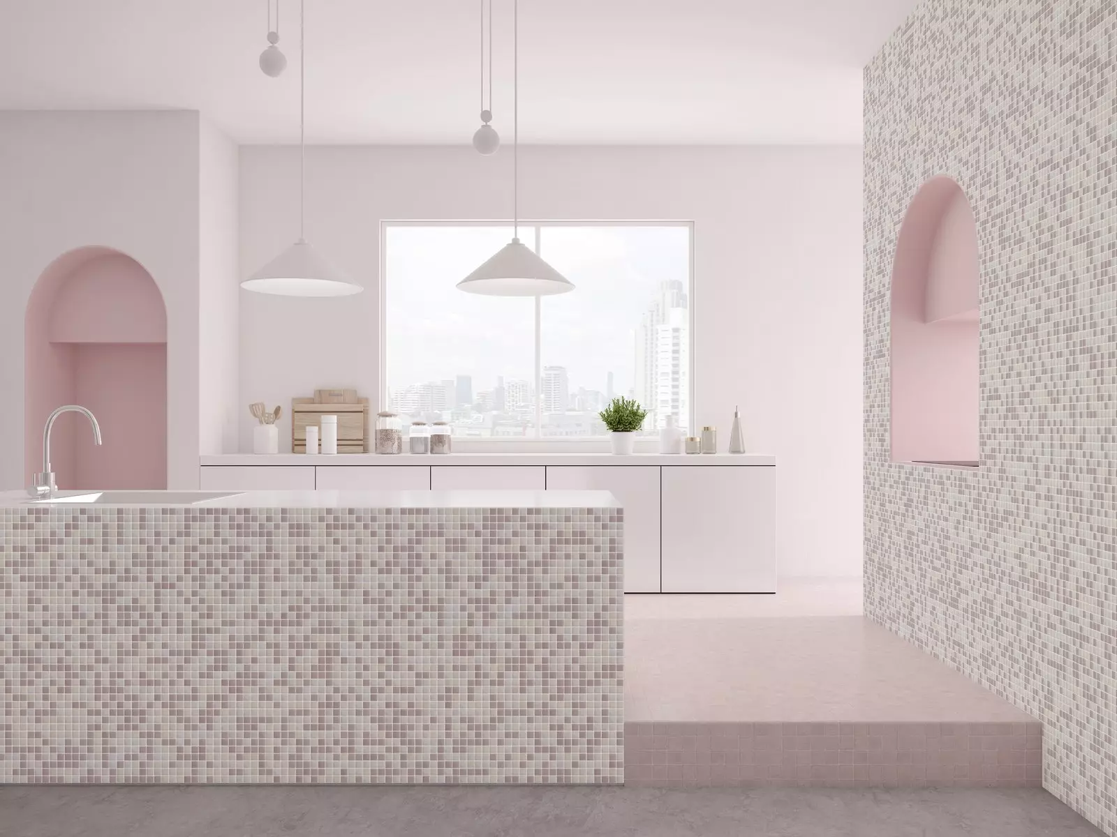 Range of mosaics in pastel tones from the 'Glace' collection