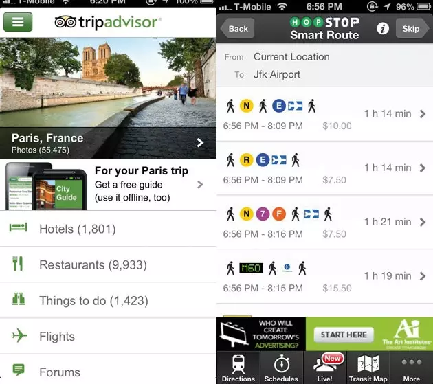 TripAdvisor và Hopstop