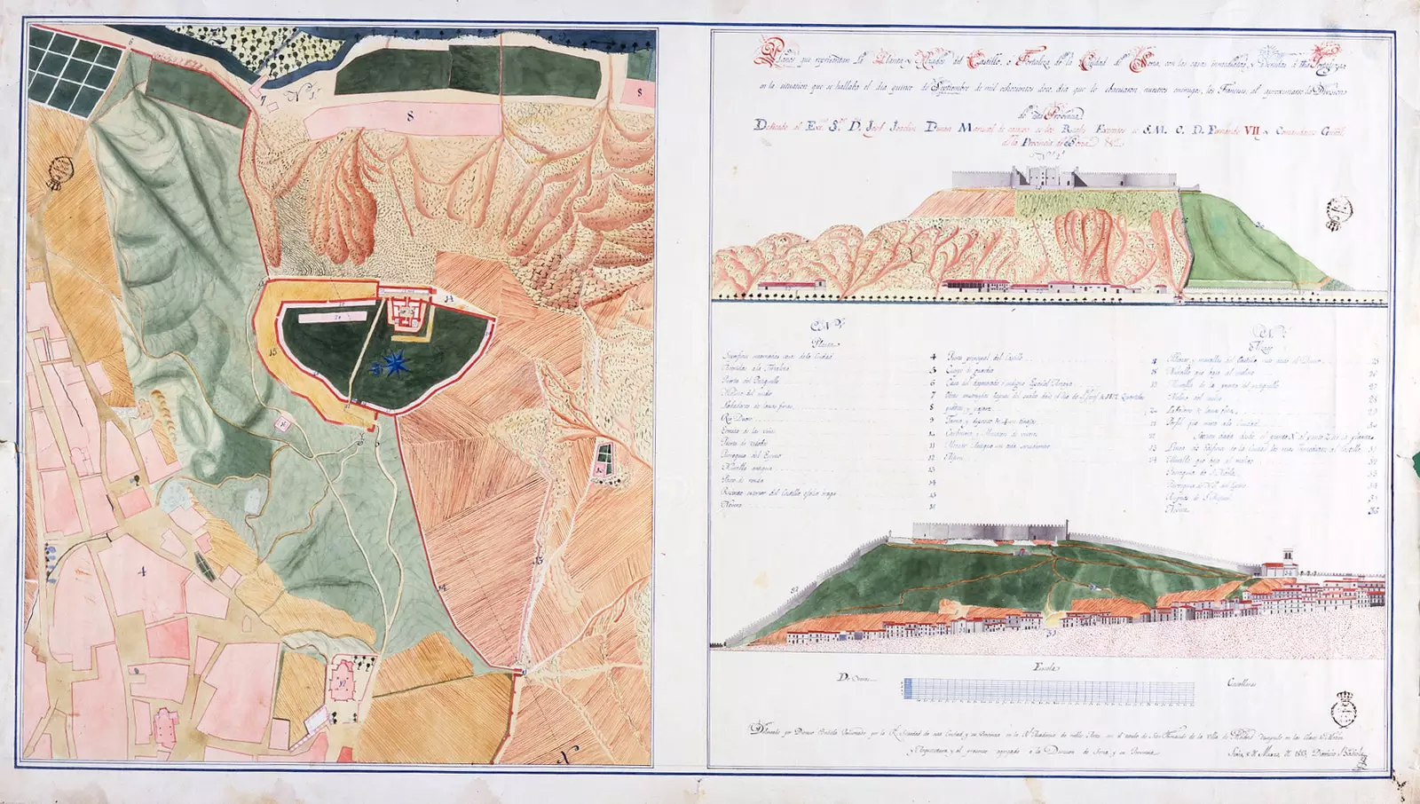 Plan and elevations of the Castle of Soria