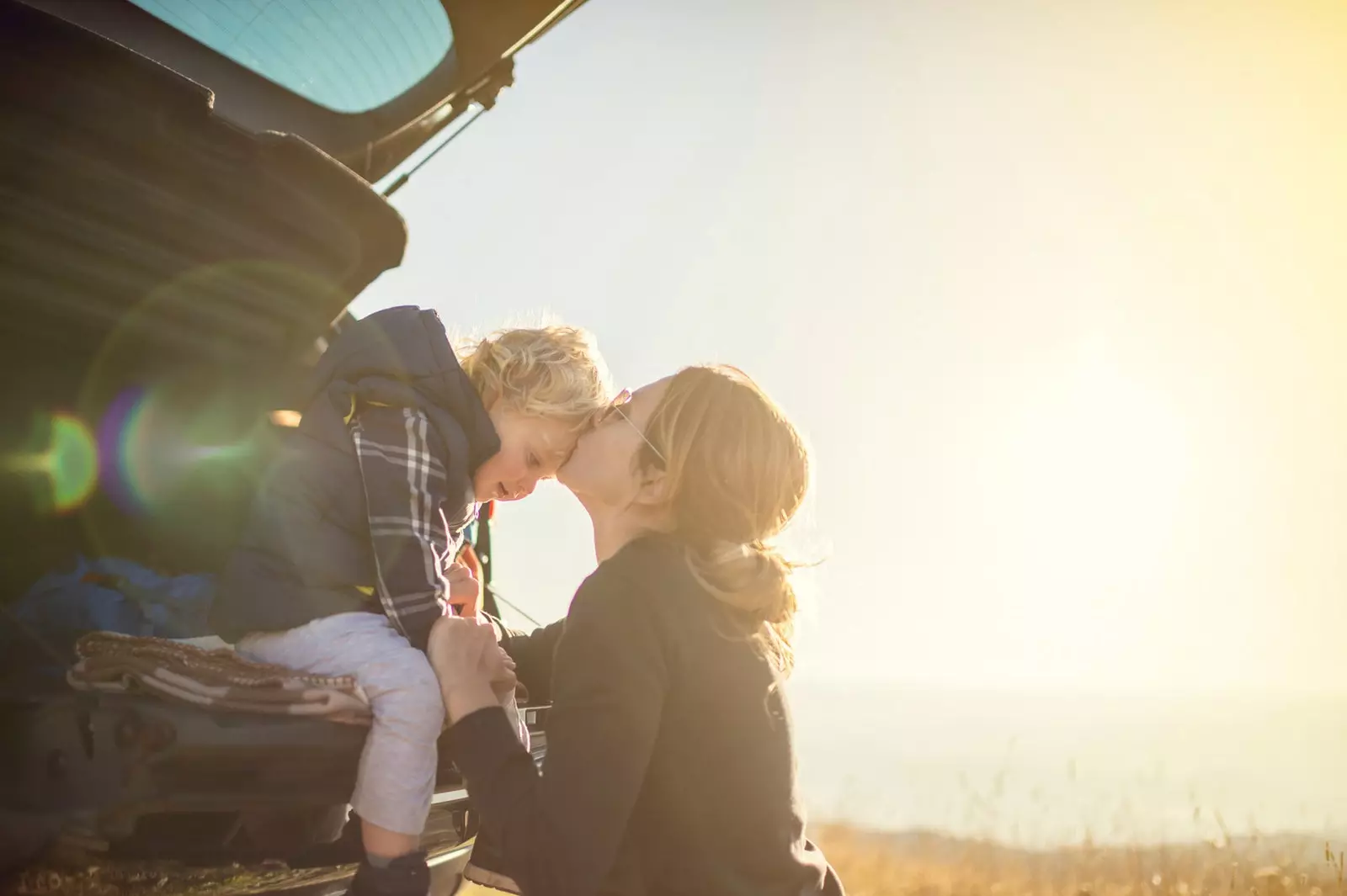 mother with baby in the car