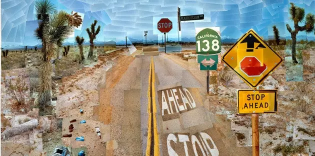 David Hockney မှ Pearblossom Highway 1118 April 1986 No 1