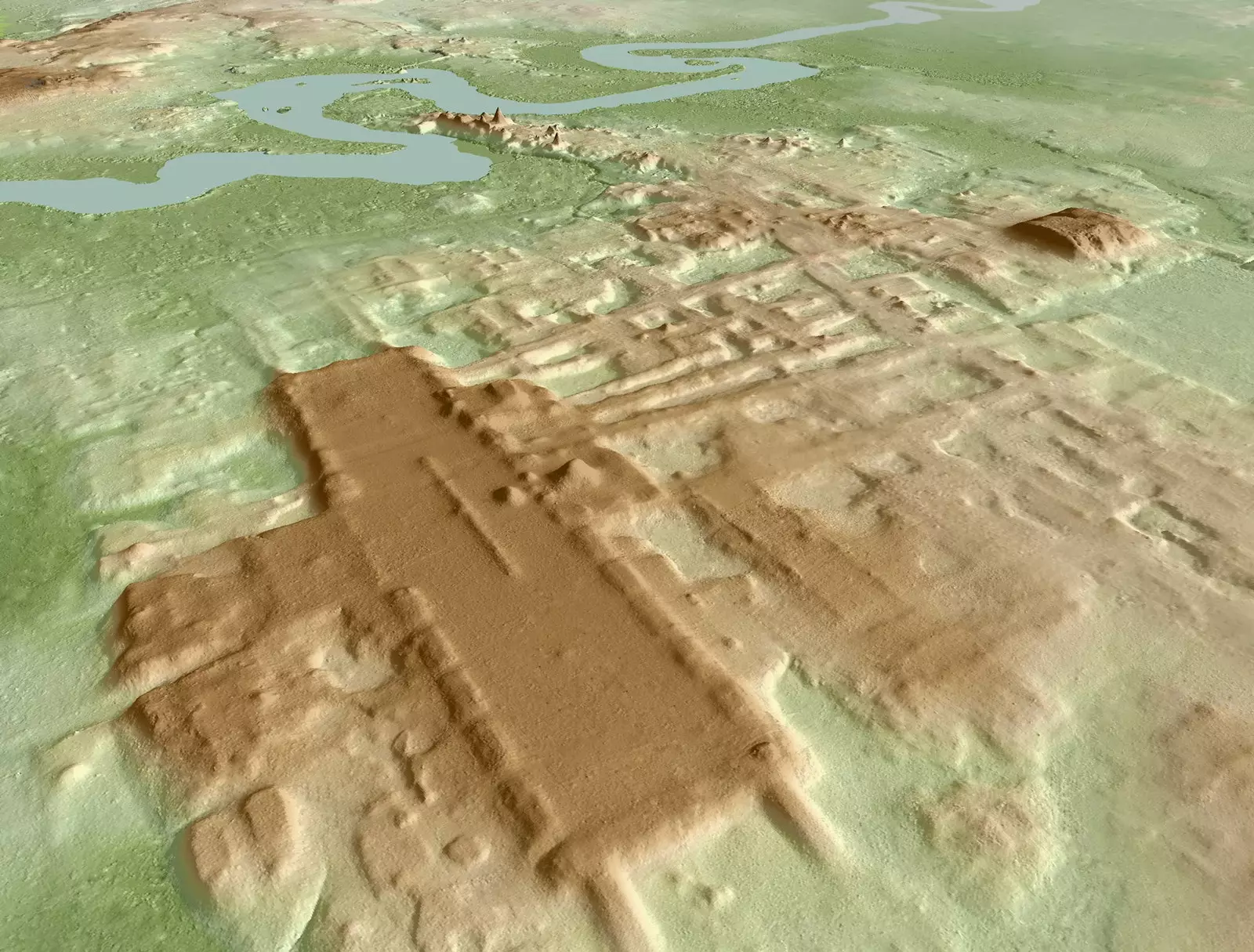 Imatge 3D de l'estructura maia ms gran i antiga de la histria