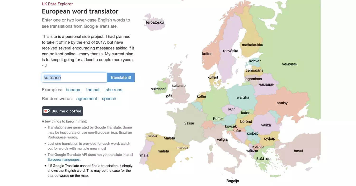 Изображение с веб-сайта European Word Translator