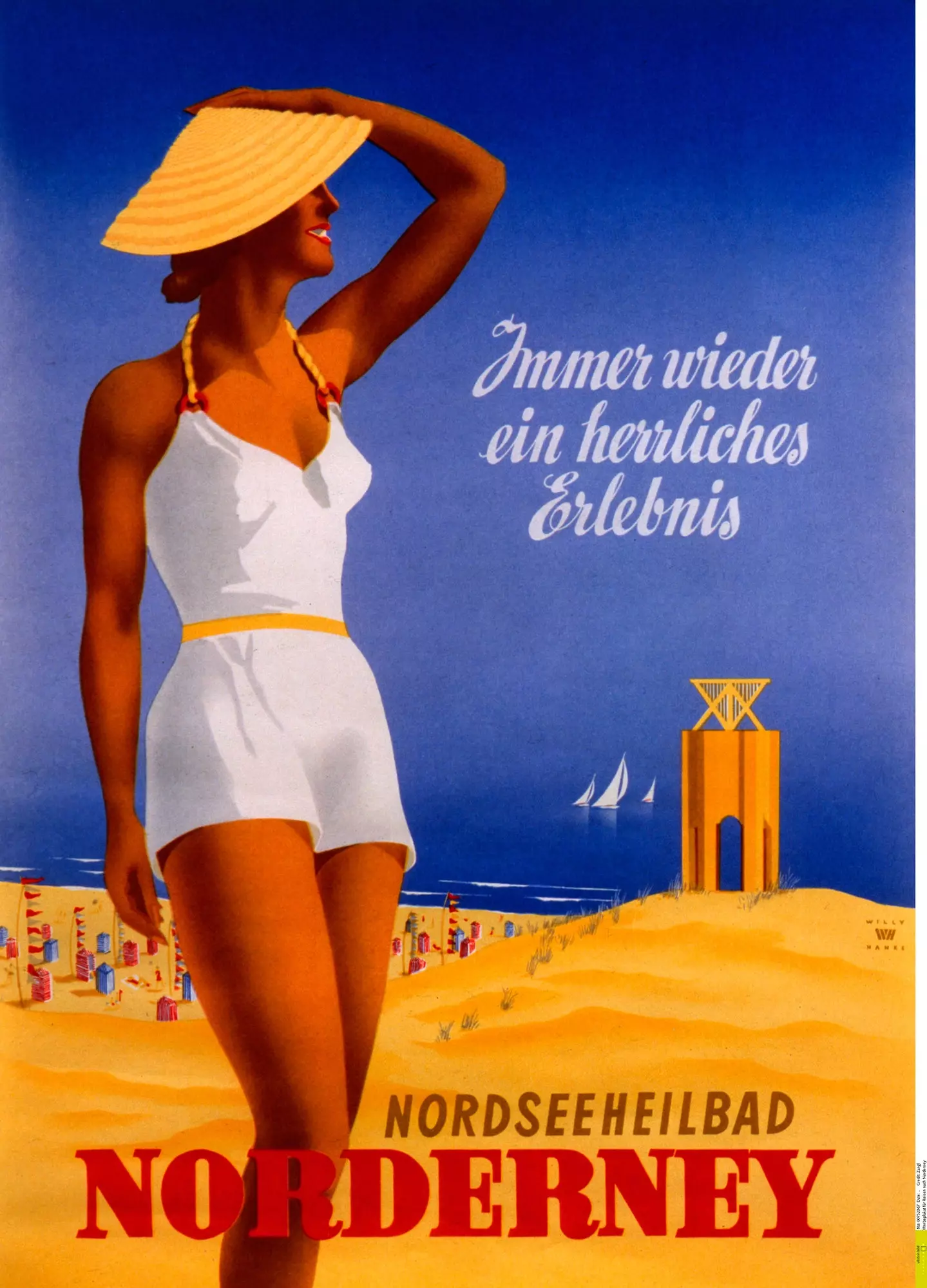 Poster turis untuk pantai Norderney di Kepulauan Frisian pada tahun 1936