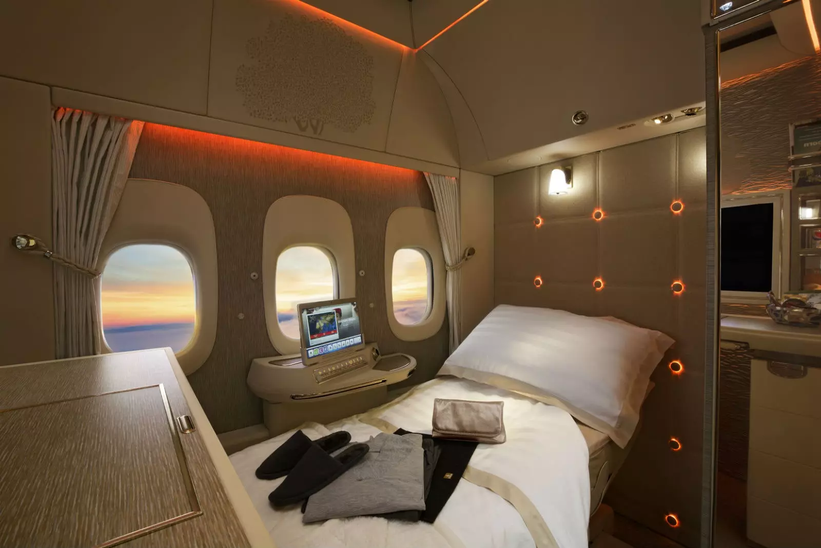 Die First-Class-Kabinen der Boeing 777.