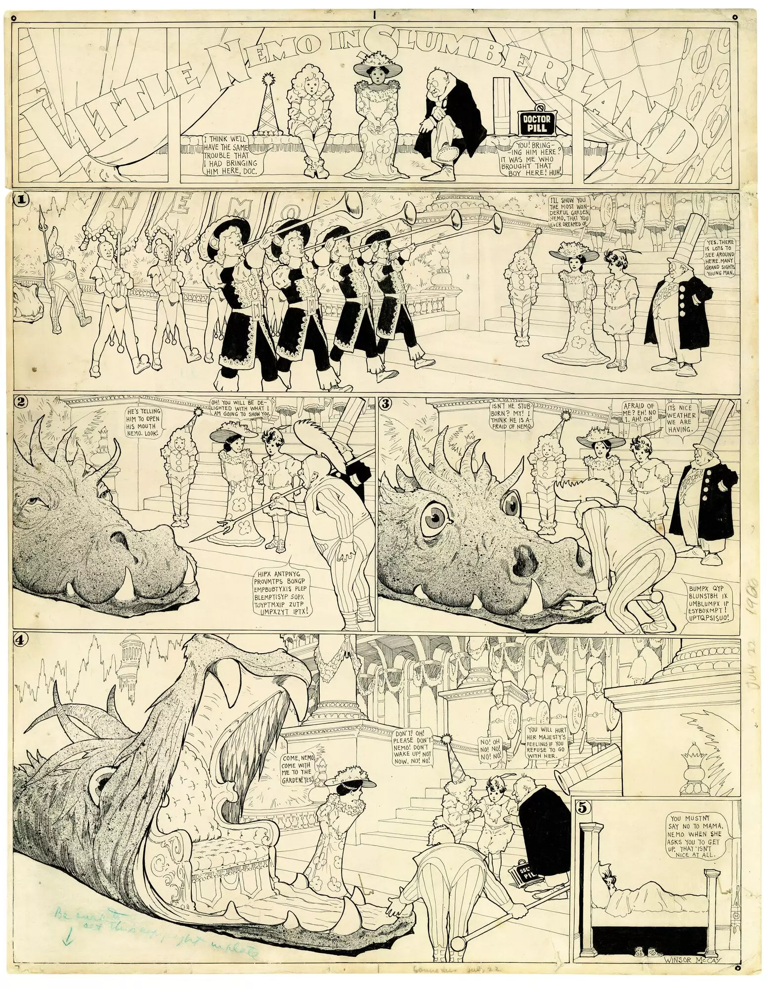 Winsor McCay ס 'קליין נעמאָ אין סלומבערלאַנד' קאָמיקער בלאַט