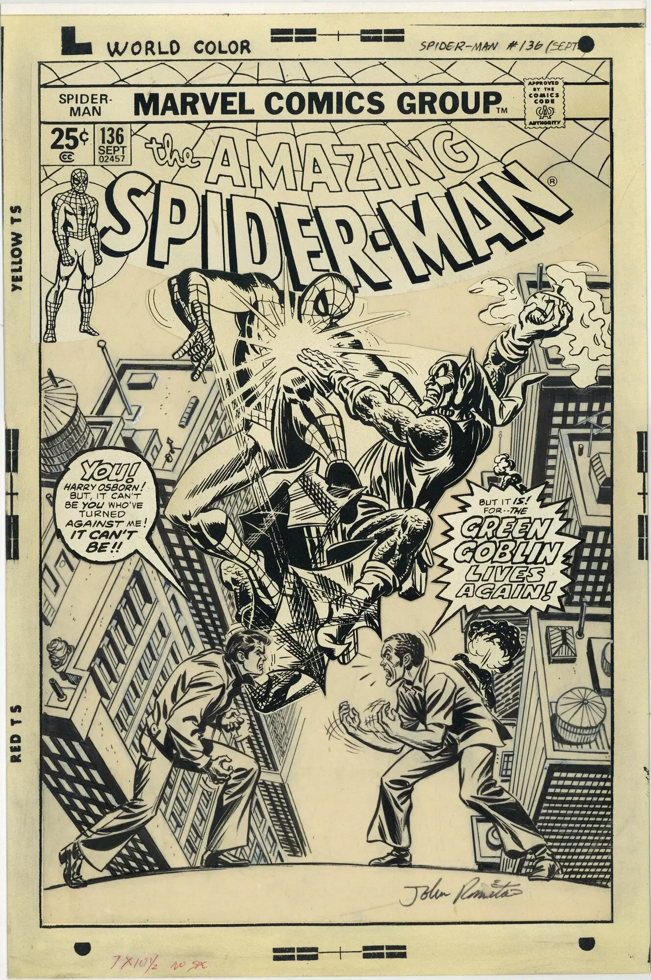 Sort og hvidt cover af 'Spider-Man' af John Romita Sr.