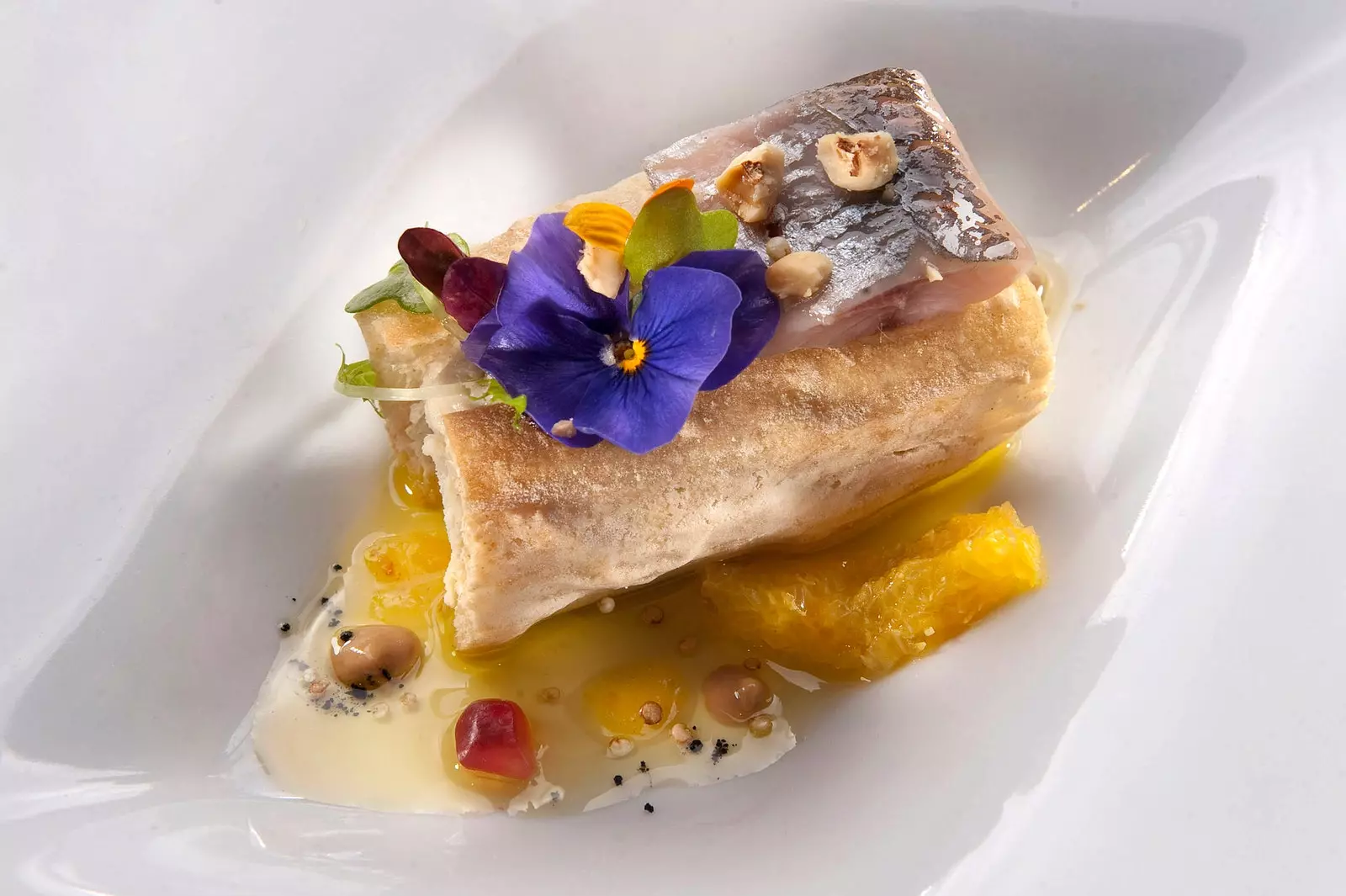 Cabrales crystal smoked orange sardine and oil. Alex Mugica. Pamplona