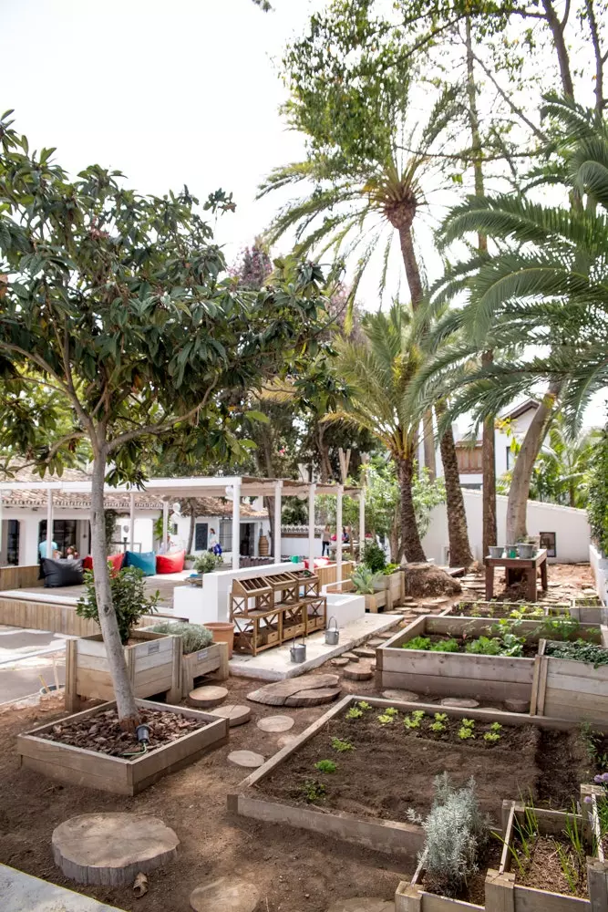 Garden and orchard of the Marbella Club kids club, a 5,000-square-meter mini-village inside the hotel.