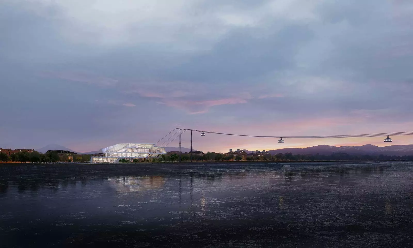 Panoramic view of the Blagoveshchensk station in Russia along the Amur River