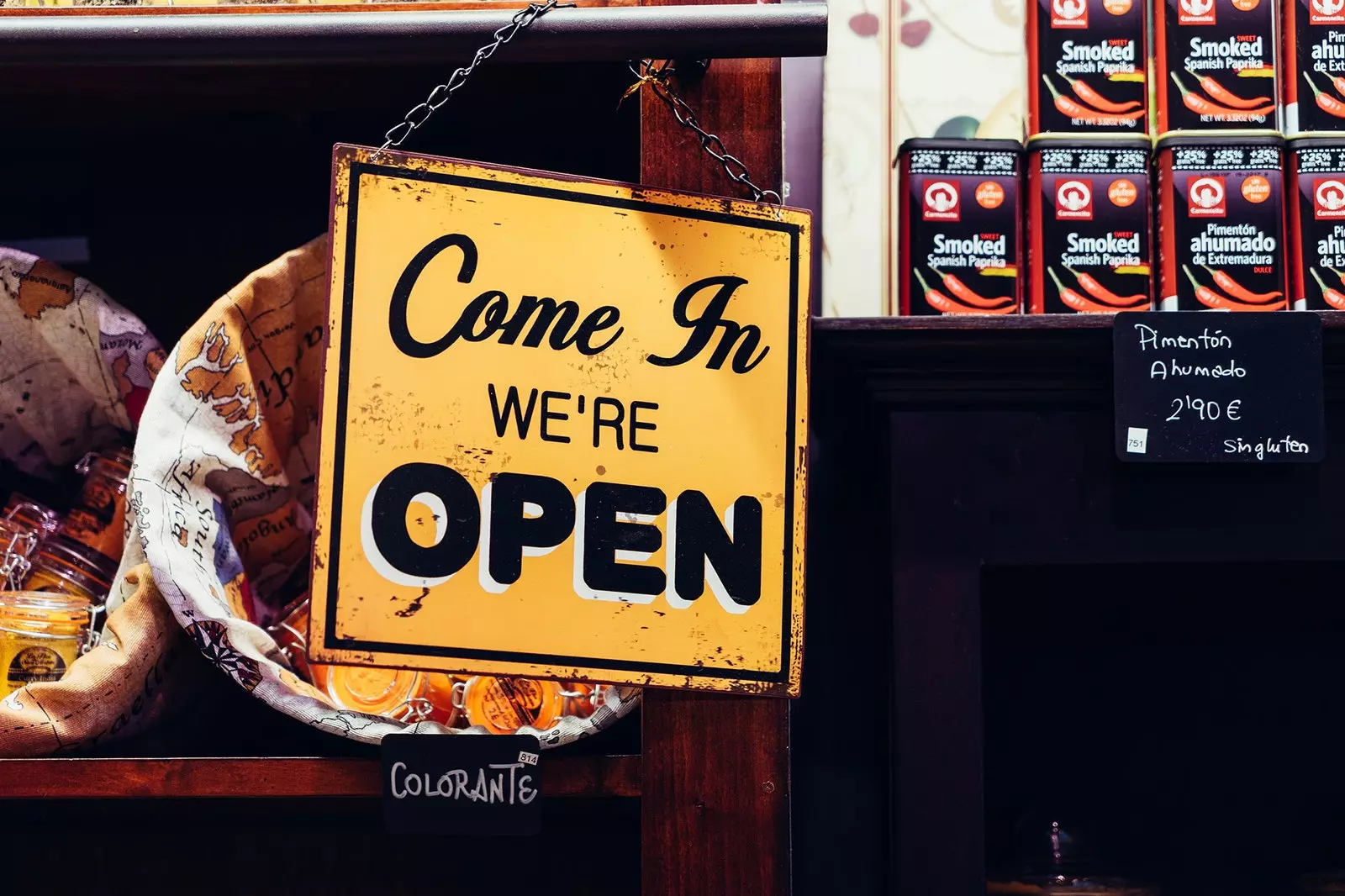 'Open' sign on a store