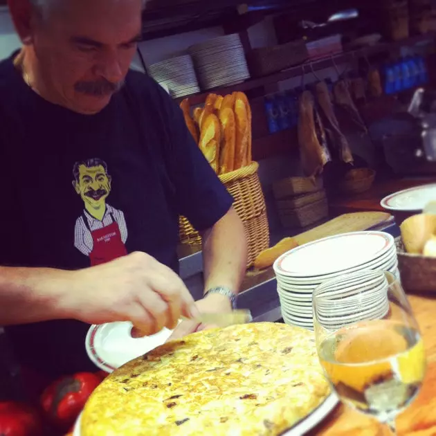 Mr. Nstor at the Nstor bar with the best omelette and the best tomatoes