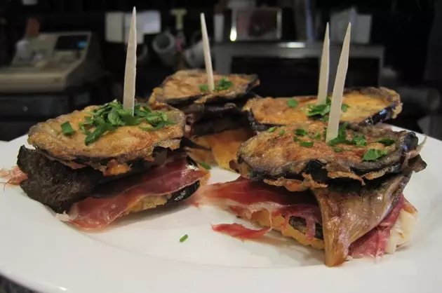 Eggplant mushrooms ham and cheese