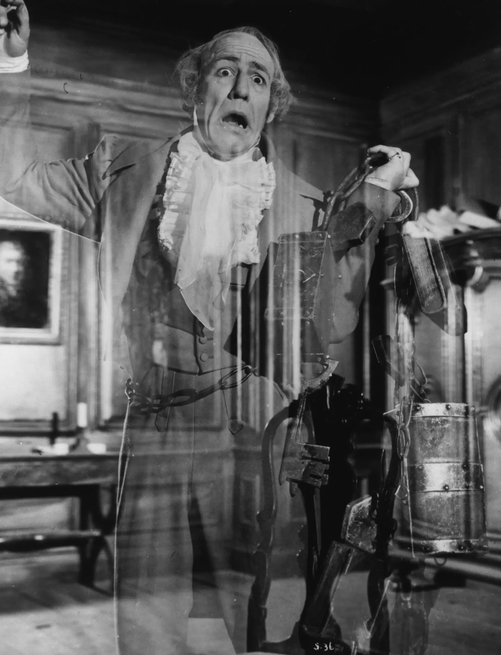 English actor Michael Hordern as the ghost of Marley in the film 'Scrooge'