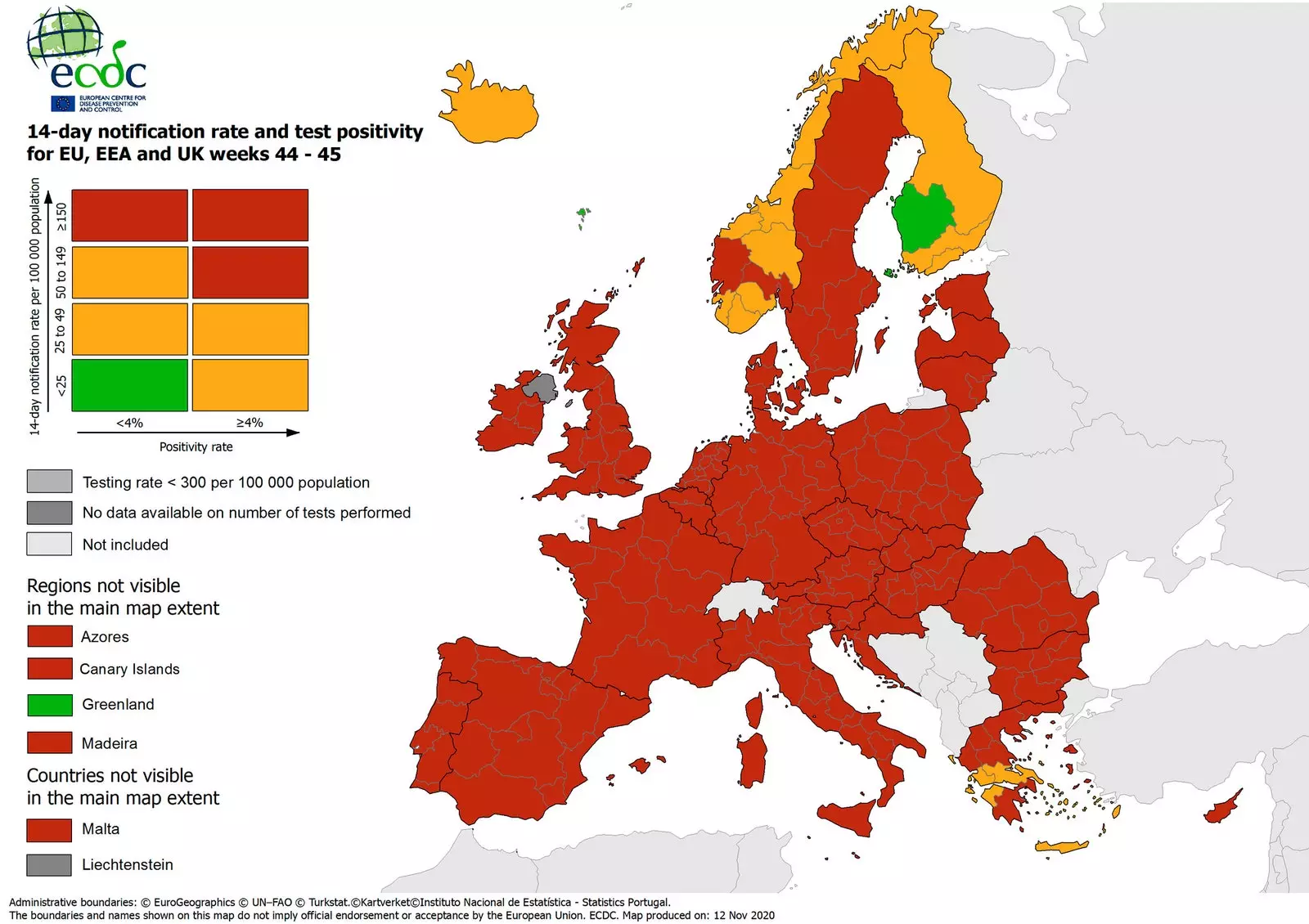 Map of the European Center for Disease Prevention and Control