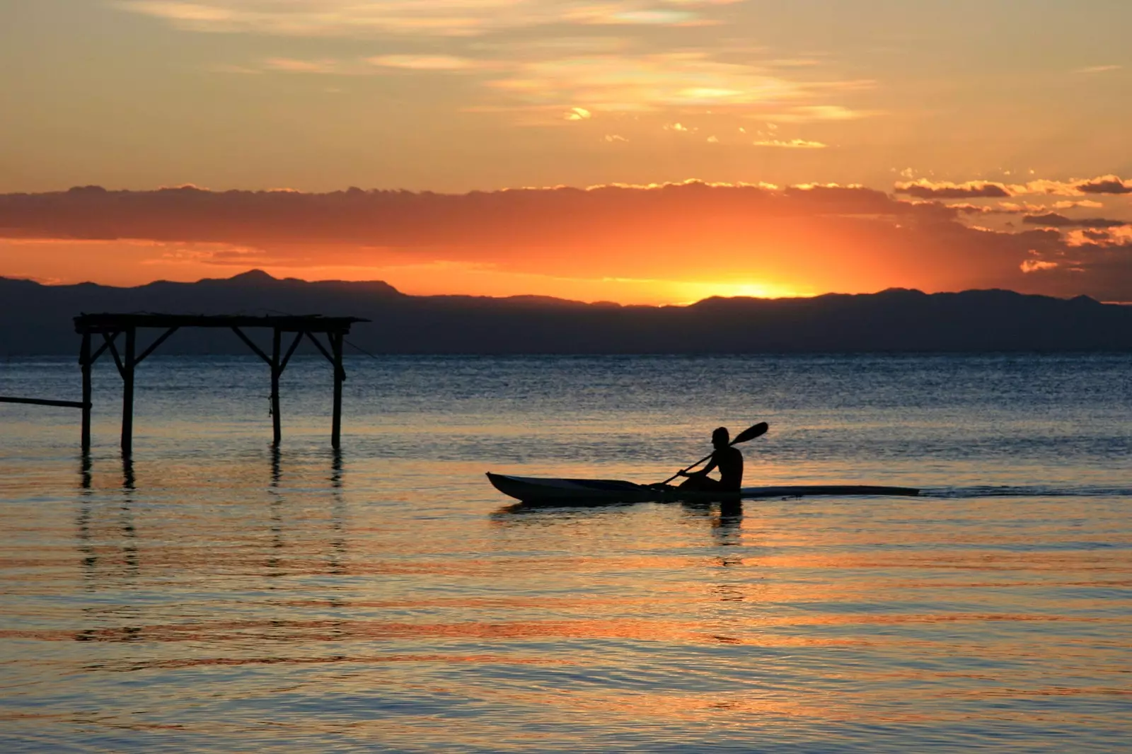 Matahari terbenam di Tasik Malawi