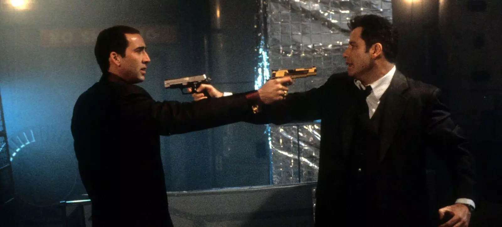 John Travolta and Nicolas Cage in a still from 'Face to Face'