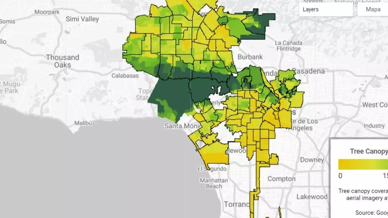 Així és el mapa de Google que ajudarà les ciutats a plantar més arbres