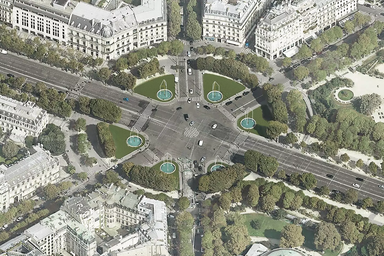 Parigi cambia look le fontane d'esordio degli Champs Elysées