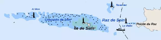 Location of the Tvennec lighthouse